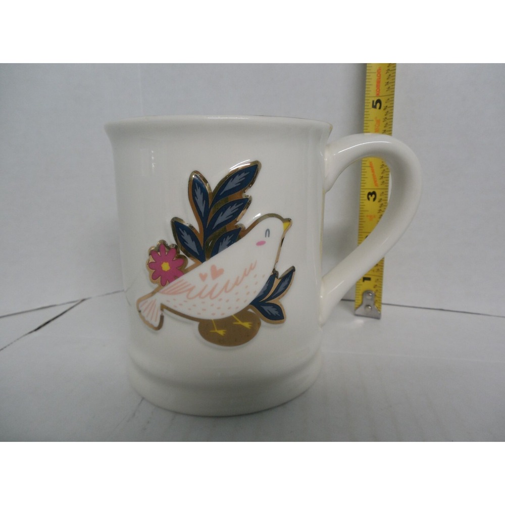 Dove Of Peace Coffee Mug  White With Gold Rim 16 Oz